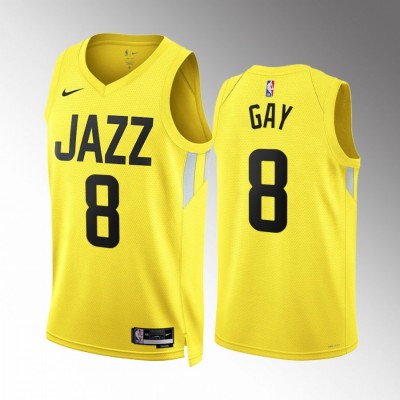Utah Jazz #8 Rudy Gay Men's Yellow Nike NBA 2022-23 Icon Edition Jersey Men's